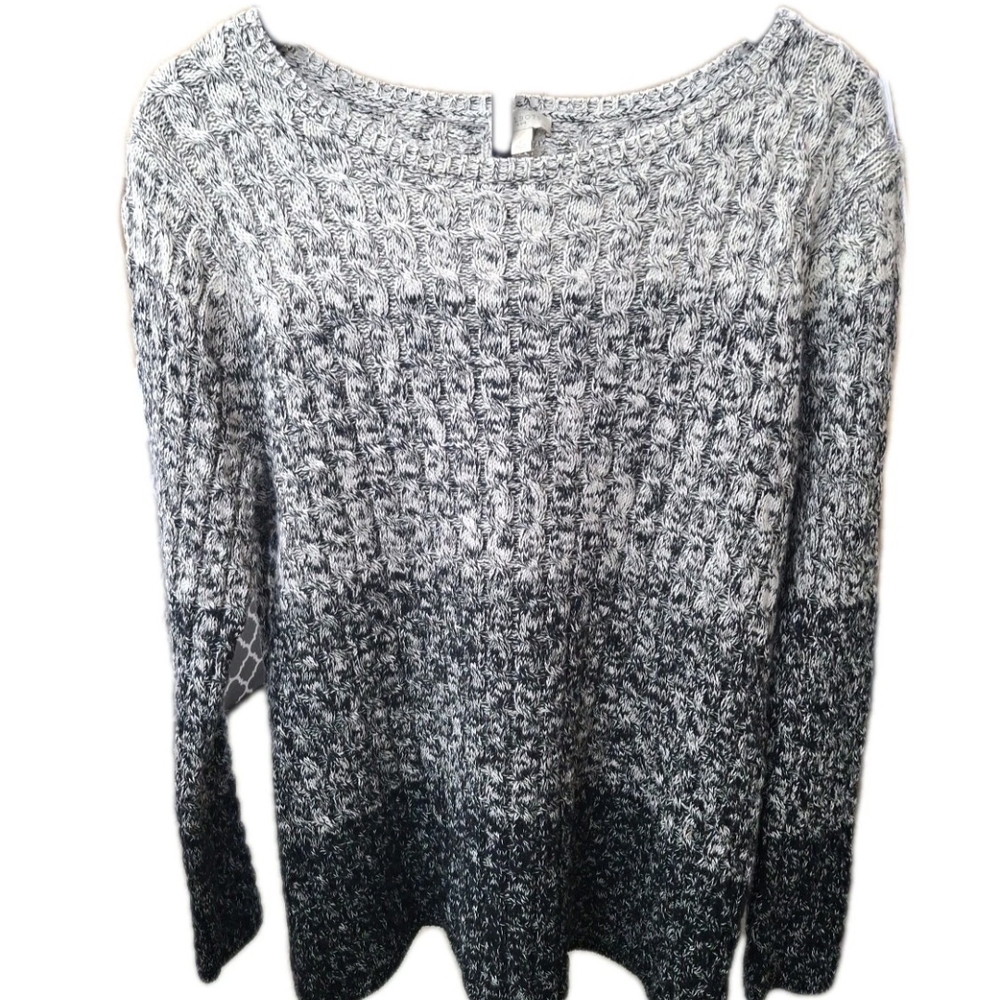 Talbots 100% Cotton Pullover Monochrome Knit Sweater Sz Large